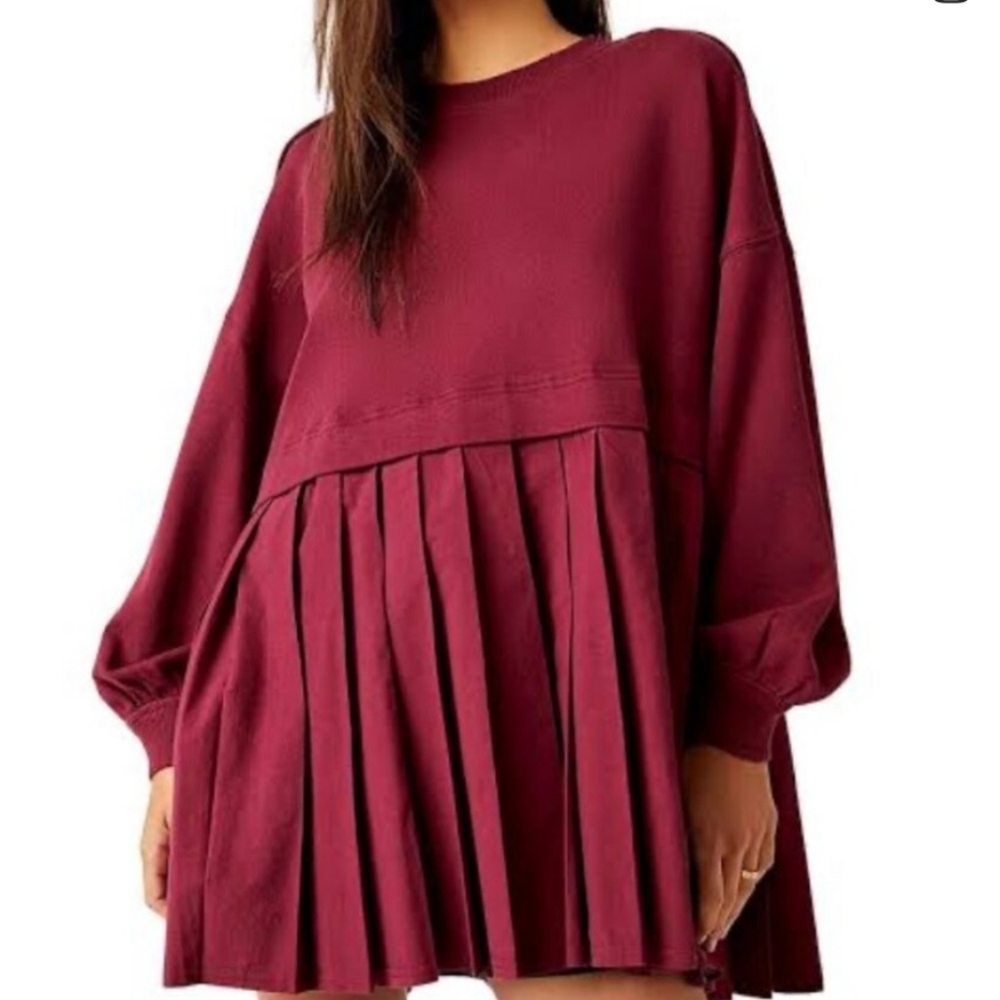Free People Eleanor Tunic. Burgundy In Color